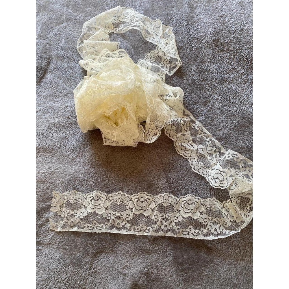 Vintage Floral Lace DIY Sew Craft Junk Journal 7 Yards Cream Elegant